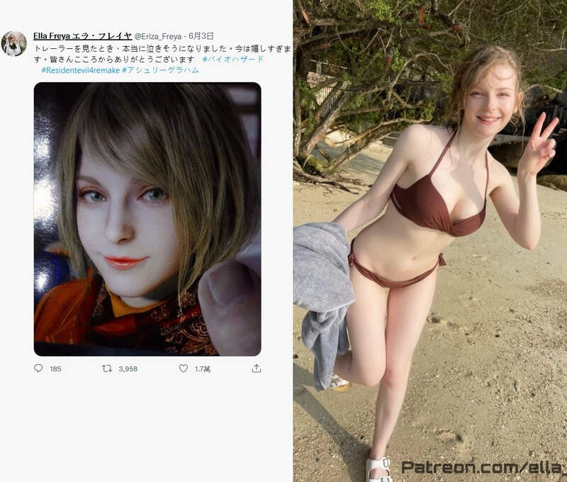 恶灵古堡4 重制版《艾希莉真人脸模》本人是来自荷兰的模特儿「Ella Freya」