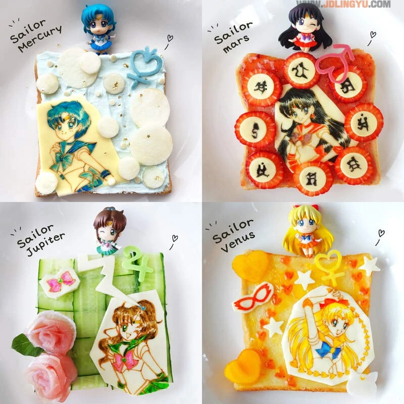 《美少女战士吐司艺术》用巧克力笔与水果搭配的漂亮画面