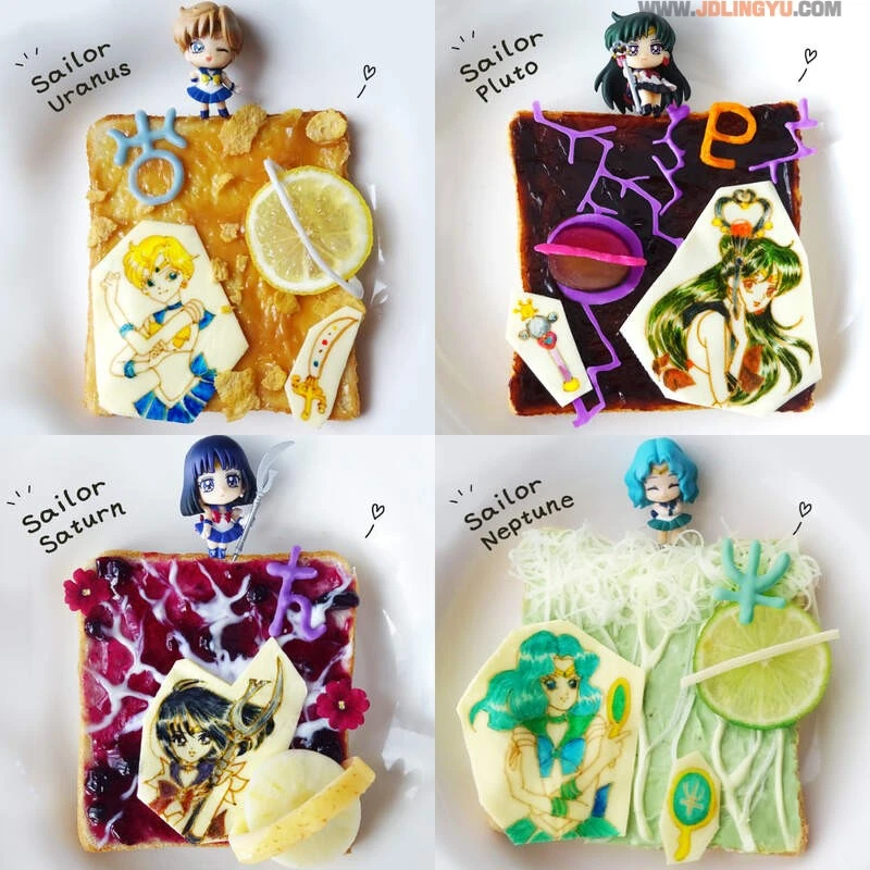 《美少女战士吐司艺术》用巧克力笔与水果搭配的漂亮画面