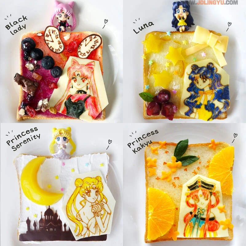 《美少女战士吐司艺术》用巧克力笔与水果搭配的漂亮画面