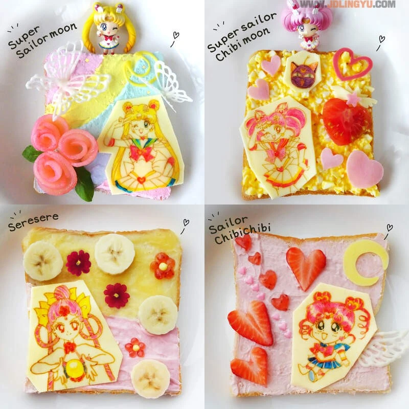 《美少女战士吐司艺术》用巧克力笔与水果搭配的漂亮画面