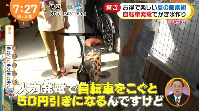 《客人自己用脚做刨冰》踩脚踏车发电折扣50元 先流汗再吃刨冰更好吃?