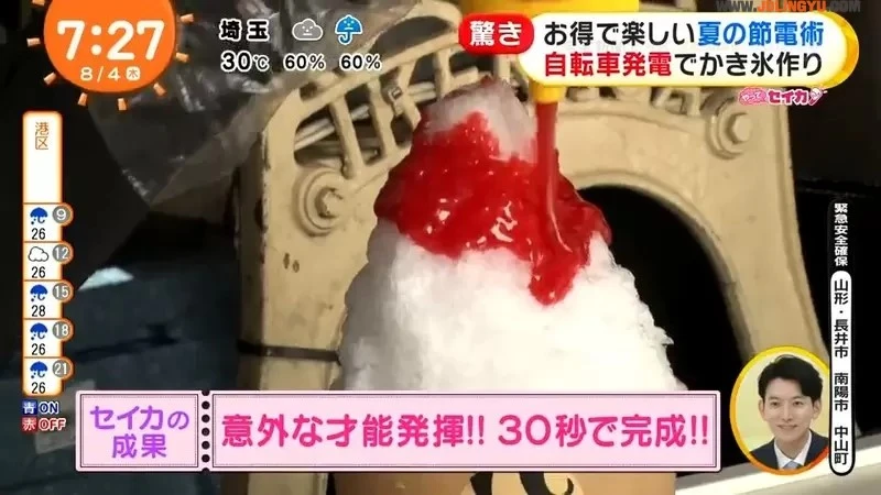 《客人自己用脚做刨冰》踩脚踏车发电折扣50元 先流汗再吃刨冰更好吃?