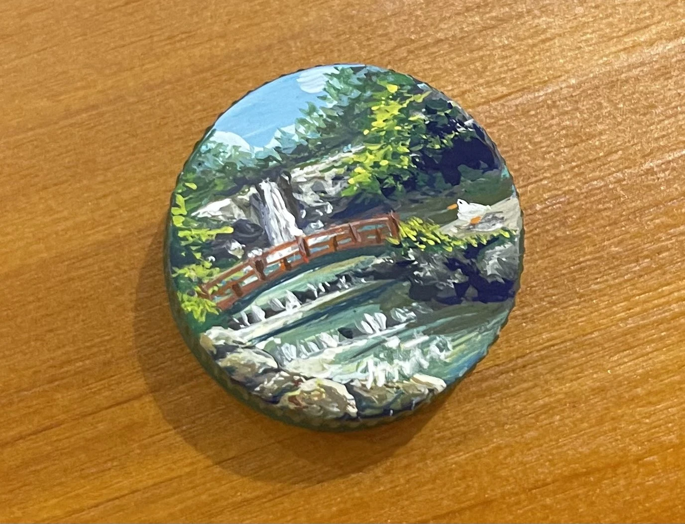 废物再利用!日本画家《用3公分瓶盖作画》直接给你一张风景图!