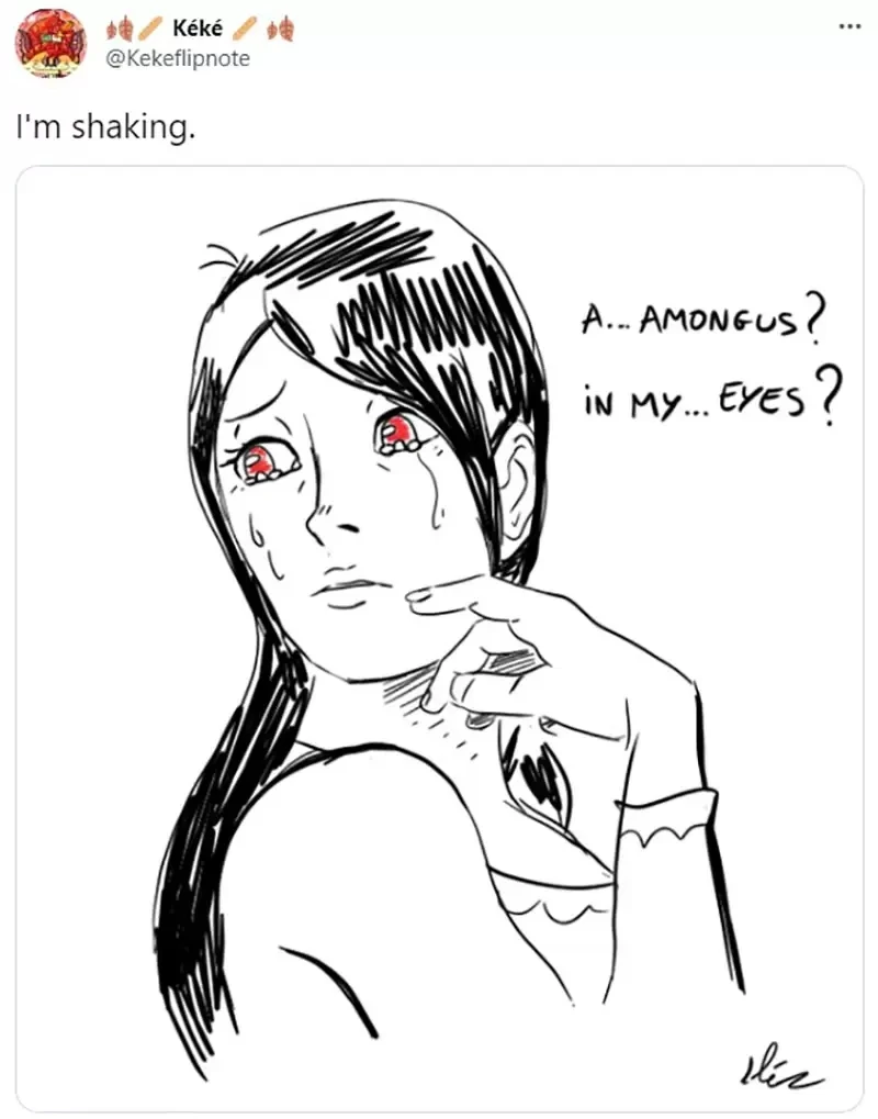 《瞳孔中的Among Us》欧美绘师流行的恶搞游戏 想画哭哭表情只要这样做就行
