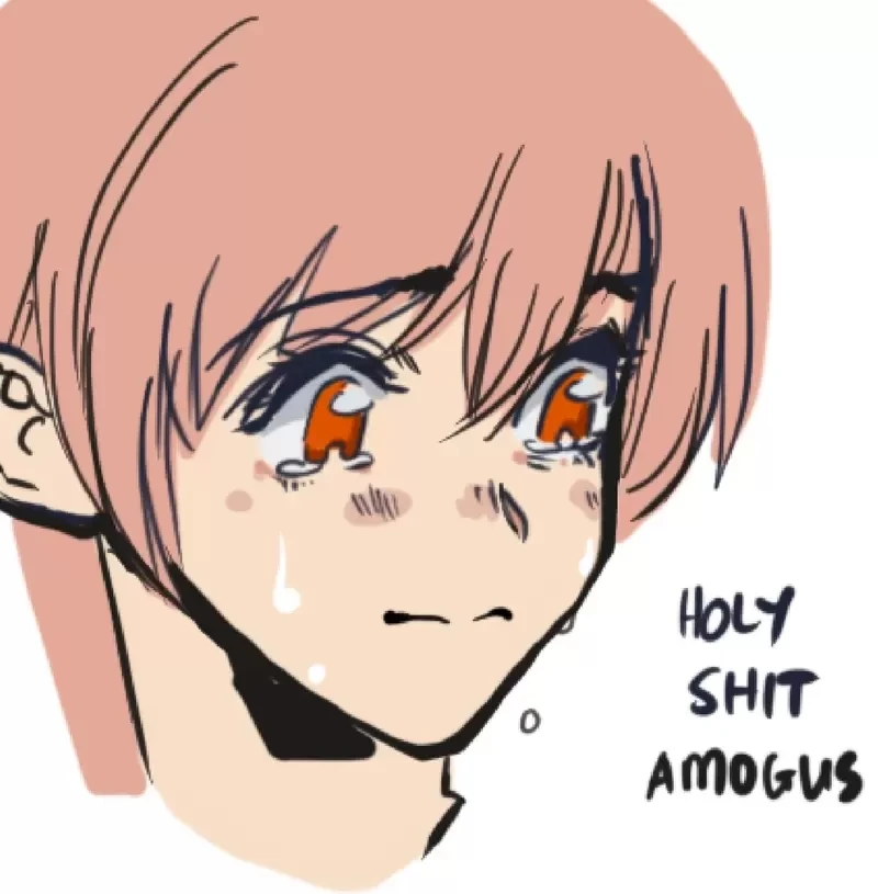 《瞳孔中的Among Us》欧美绘师流行的恶搞游戏 想画哭哭表情只要这样做就行