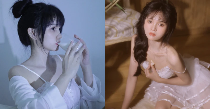 喝奶也能美出新高度？！牛奶妹「唐唐小诗」最新美照曝光…　心机微撩露出迷人香肩插图