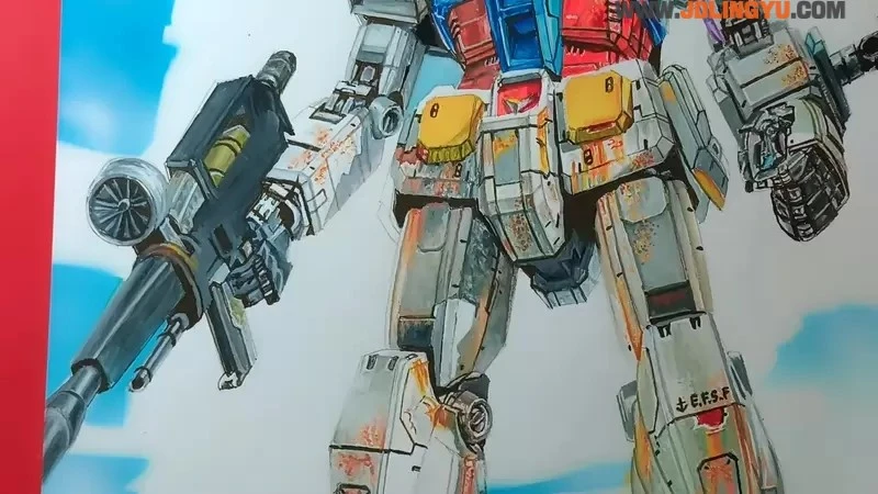 手绘Speed Drawing《高达RX-78-2绘图》临场感十足如同正要出击一般的态势
