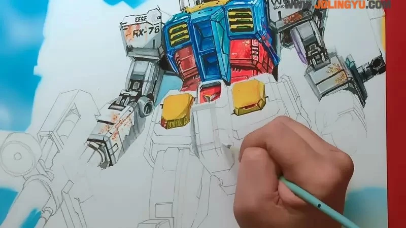 手绘Speed Drawing《高达RX-78-2绘图》临场感十足如同正要出击一般的态势