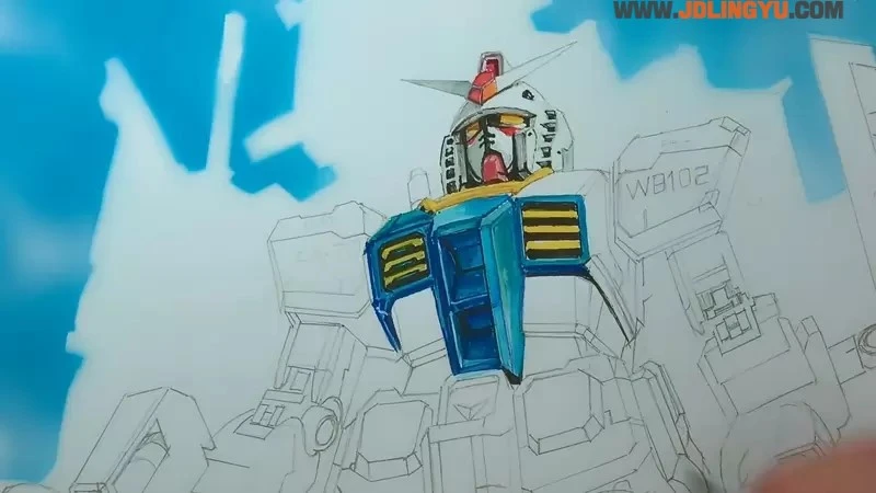 手绘Speed Drawing《高达RX-78-2绘图》临场感十足如同正要出击一般的态势