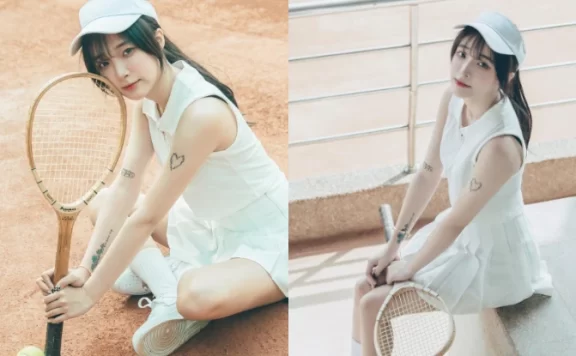 网球妹「小然」场上展清新力,让场边的人一眼就陶醉