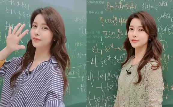 超正数学老师「한정윤」高颜值影响解题 同学都需要课后辅导