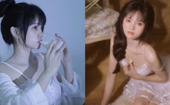 喝奶也能美出新高度?!牛奶妹「唐唐小诗」最新美照曝光… 心机微撩露出迷人香肩